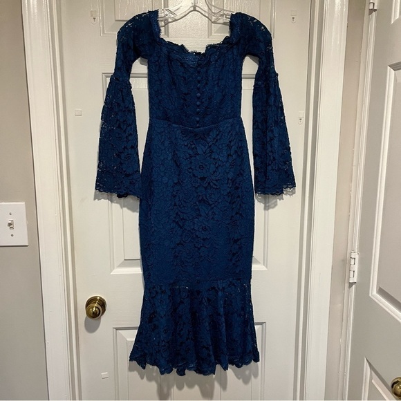 Nicholas Blue Lace Octavia Cocktail Dress Size 0 G - Picture 3 of 10